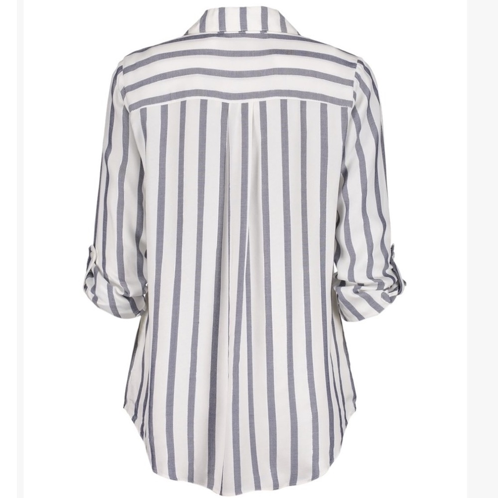 INC White Metallic Button-Up Tunic, Size L - Picture 2 of 3